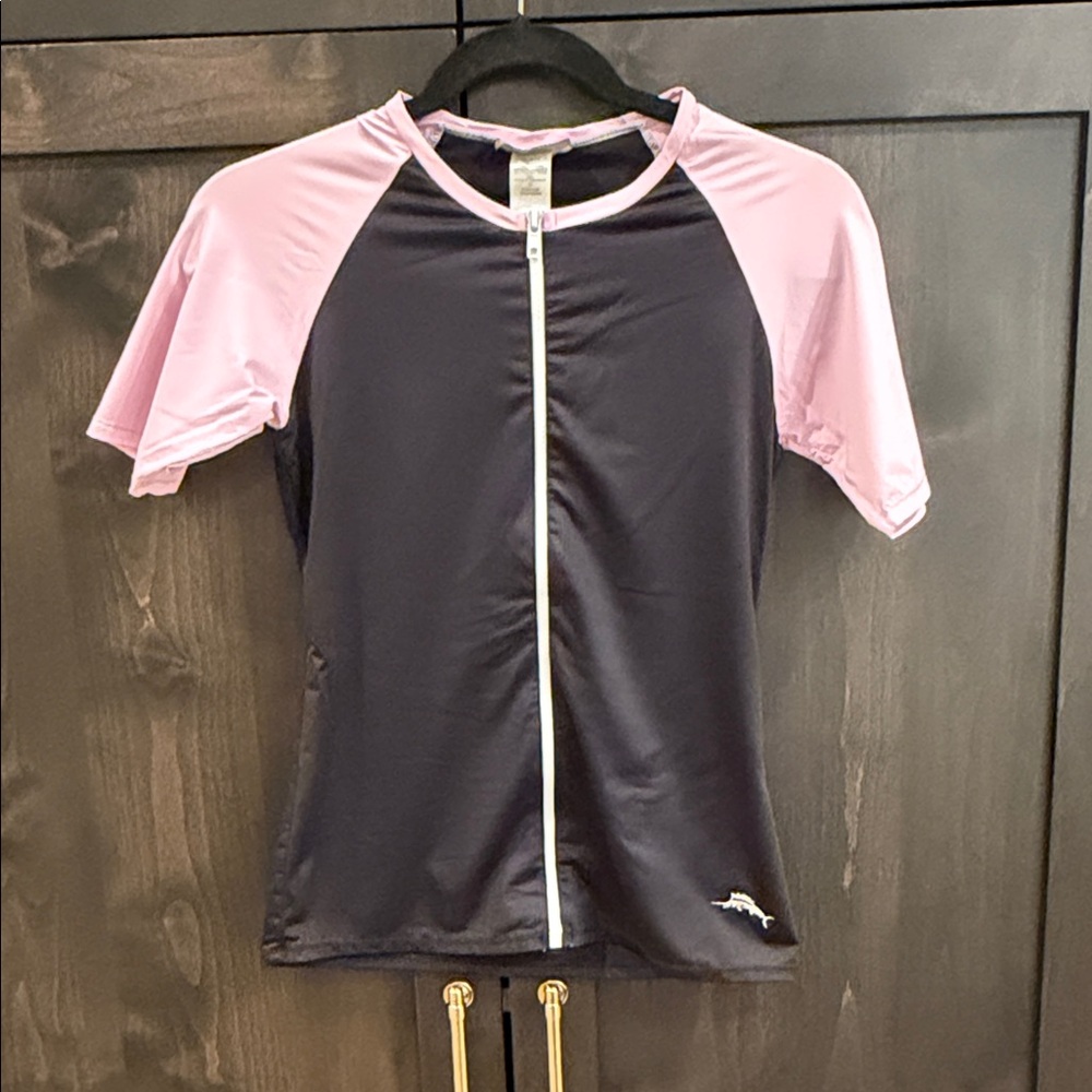 Tommy Bahama Pink and Black zipped Rash Guard